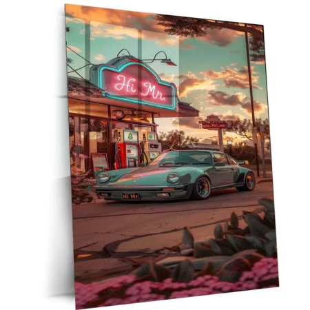 Porsche Anime Style Metal Poster