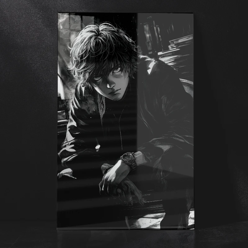 "L" black & White Death Note Wall Art Metal Poster