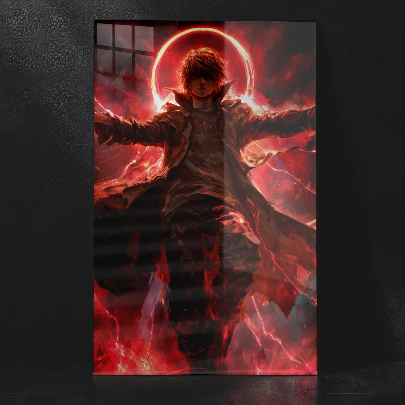 Light Yagami Neon Death Note Wall Art Metal Poster