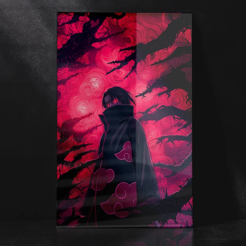 The Silhouette of Sorrow Itachi Uchiha In the Dark Forest Naruto Fan Art Metal Poster