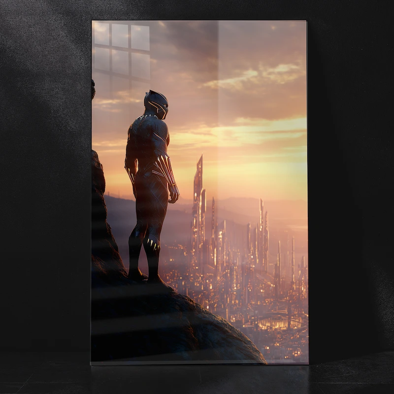 The King’s Vigil: Black Panther Overlooking Wakanda Metal Poster