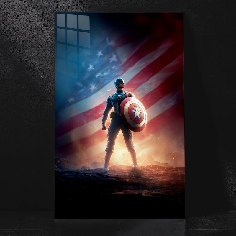 The Patriotic Sentinel: Captain America Standing for His Nation Metal Poster