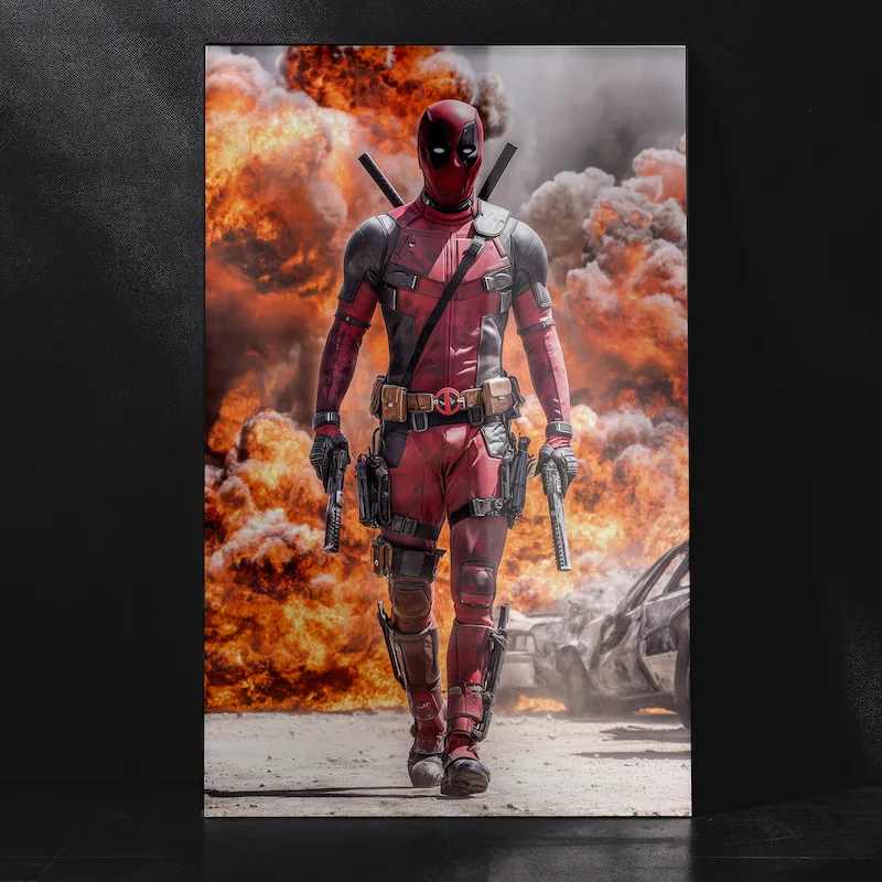 Deadpool Explosion Scene Cool Marvel Character Wall Metal Poster
