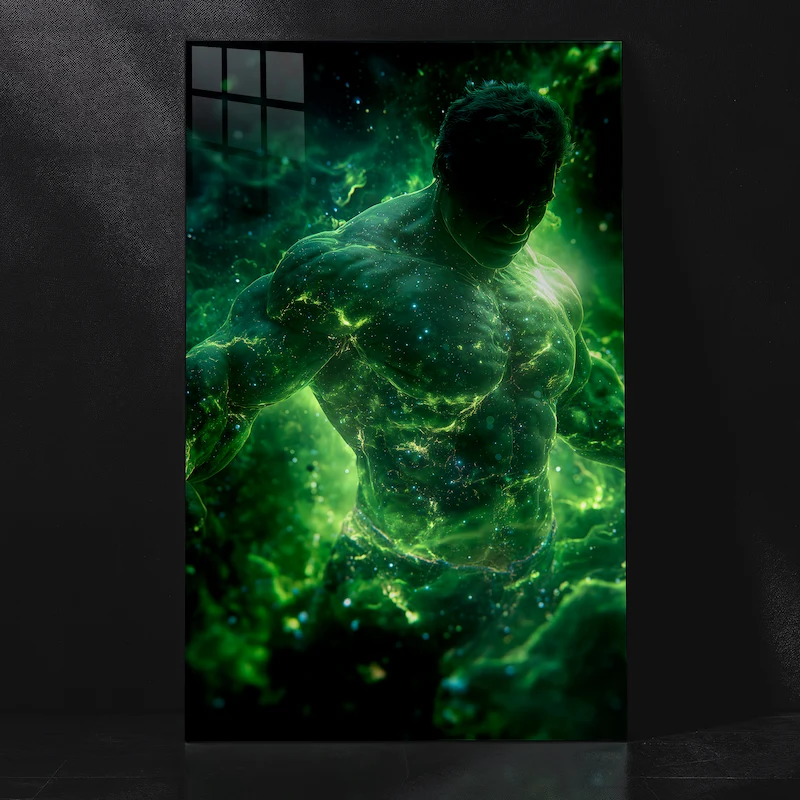 Hulk Intense Green Energy Explosion Marvel Artwork Metal Poster