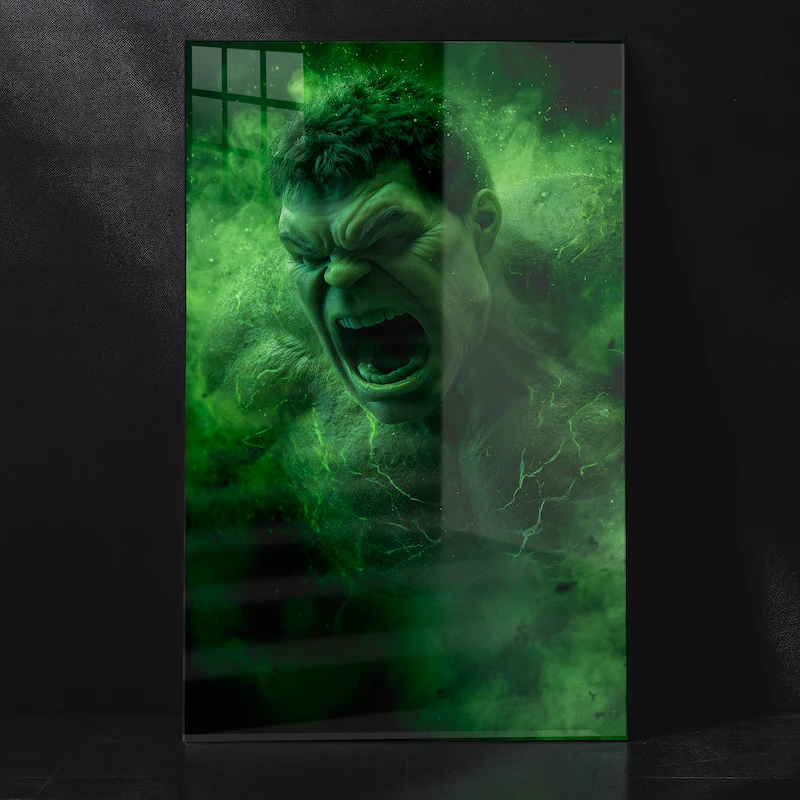 Furious Hulk Screaming with Green Energy Marvel Metal Poster