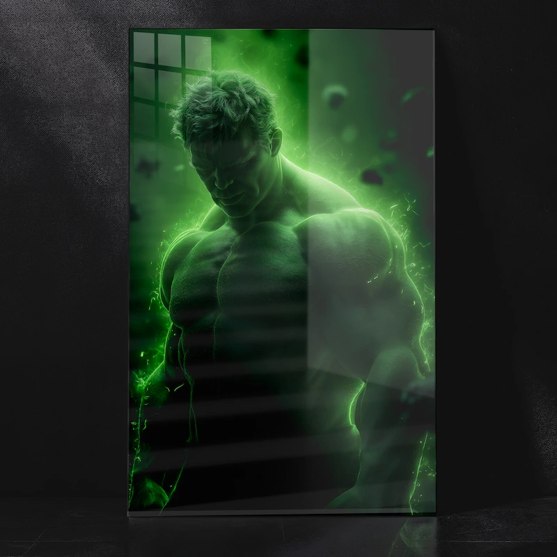 Hulk Close-Up Green Glow Marvel Portrait Metal Poster