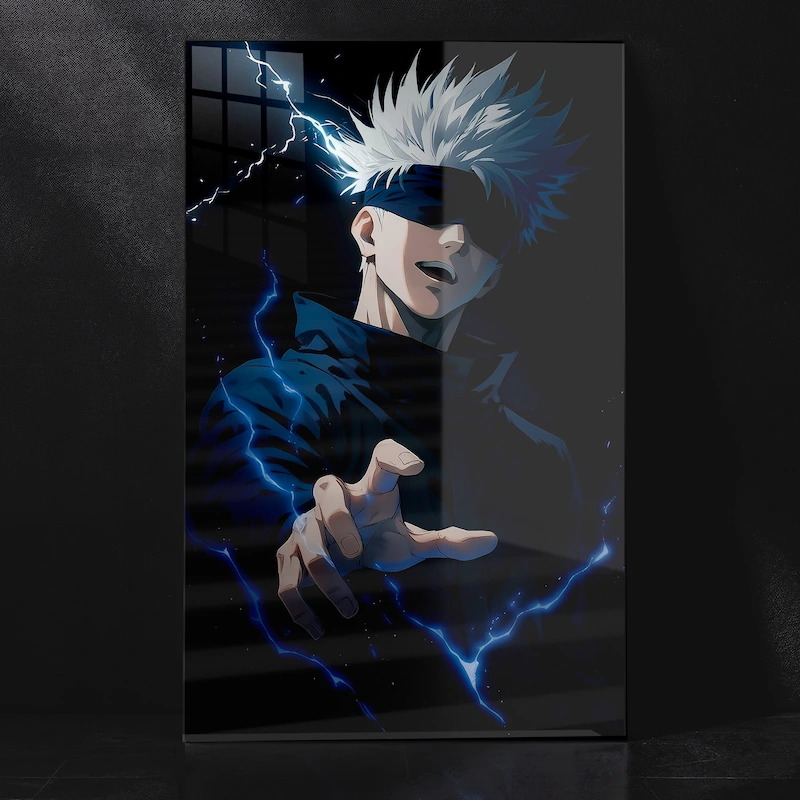 Gojo Satoru Stylish Blindfold Metal Poster