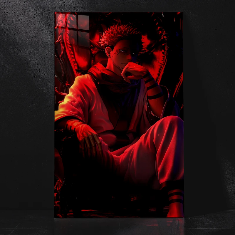 Ryomen Sukuna Throne Scene Malevolent Shrine Metal Poster