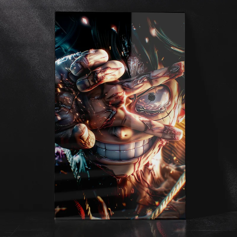 Monkey D. Luffy Intense Close Up Portrait Metal Poster