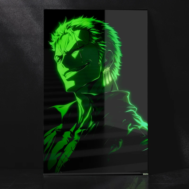 Roronoa Zoro Determined Look Anime Close Up Metal Poster
