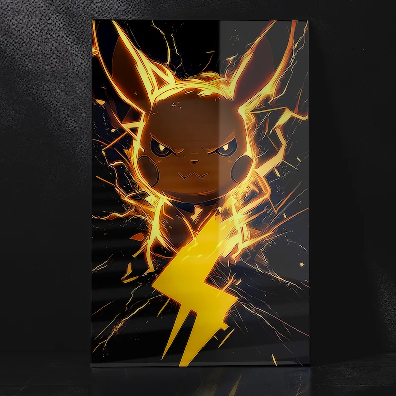 Pikachu Electric Power Anime Artwork Metal Poster