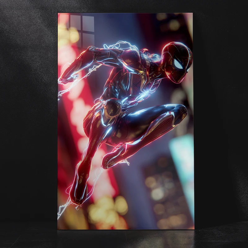 The Web-Slinger in Motion: Spider-Man Metal Poster