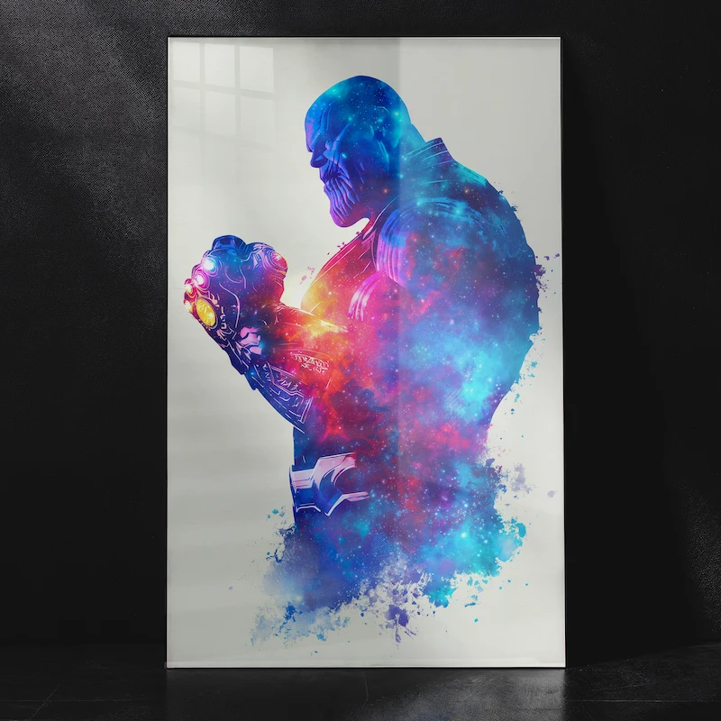 Thanos Godlike Power Portrait with Gauntlet Energy Metal Poster