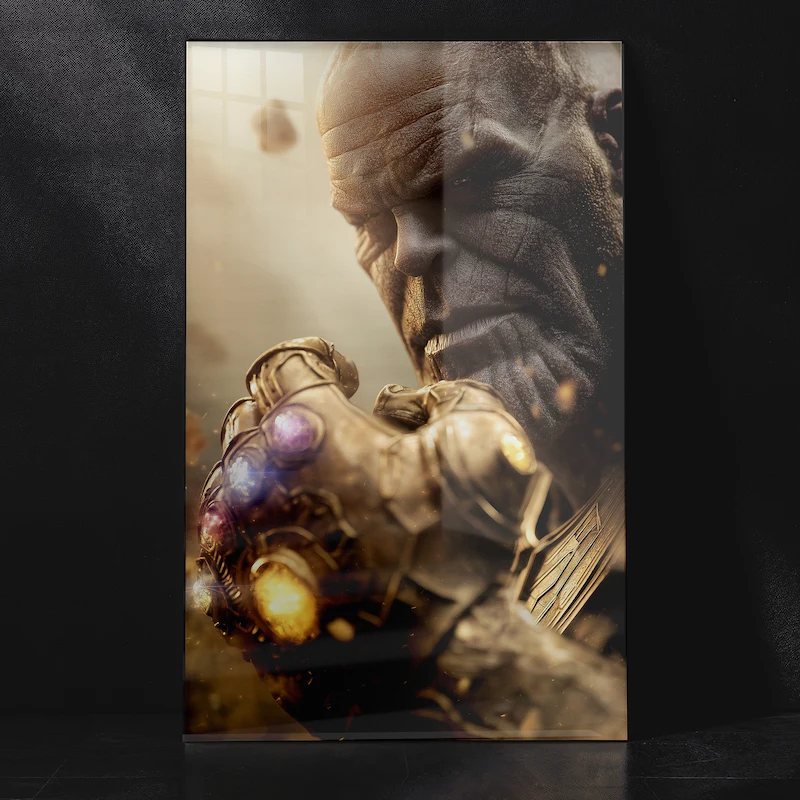 The Mad Titan Thanos with Glowing Infinity Stones Marvel Metal Poster