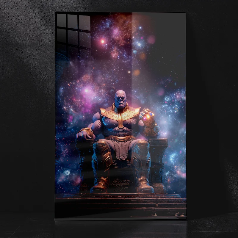 Thanos Sitting on Throne Marvel Supervillain Power Metal Poster