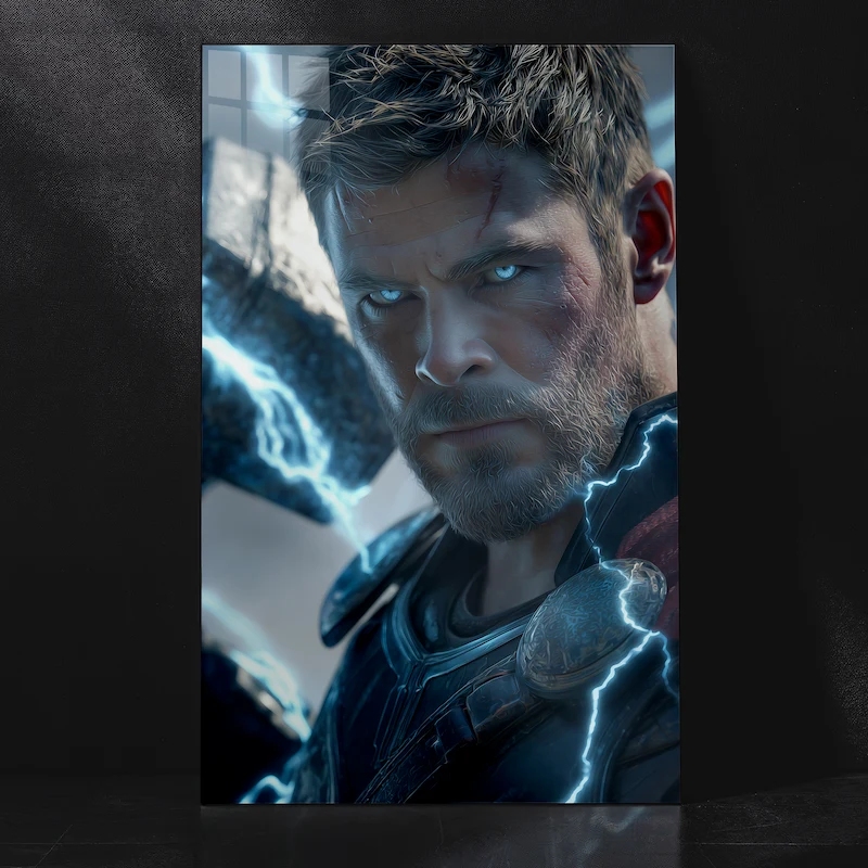 Thor Lightning Eyes Epic Marvel Superhero Portrait Metal Poster
