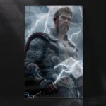 Thor with Mjolnir Lightning Power Marvel Wall Art Metal Poster