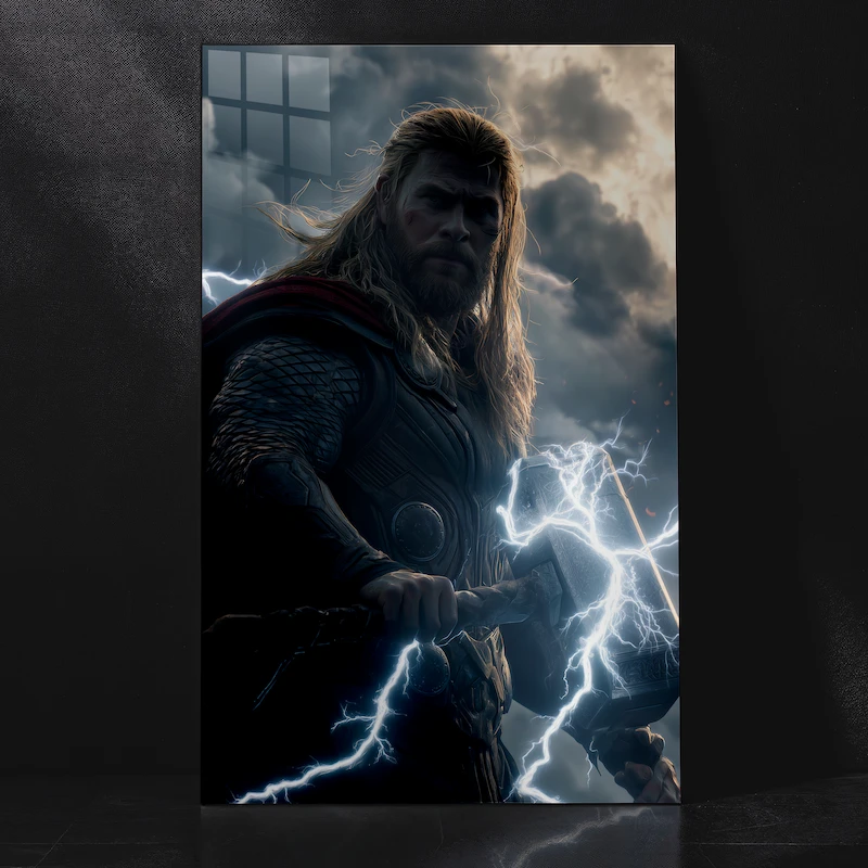 Thor God of Thunder with Electric Power Artwork Metal Poster