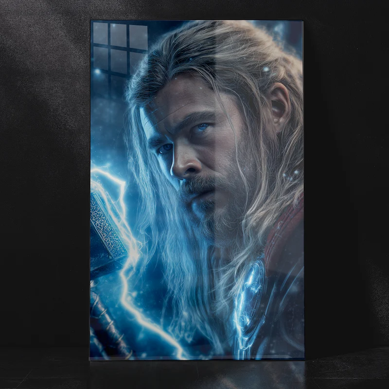 Thor Blue Lightning Portrait Epic Marvel Superhero Metal Poster