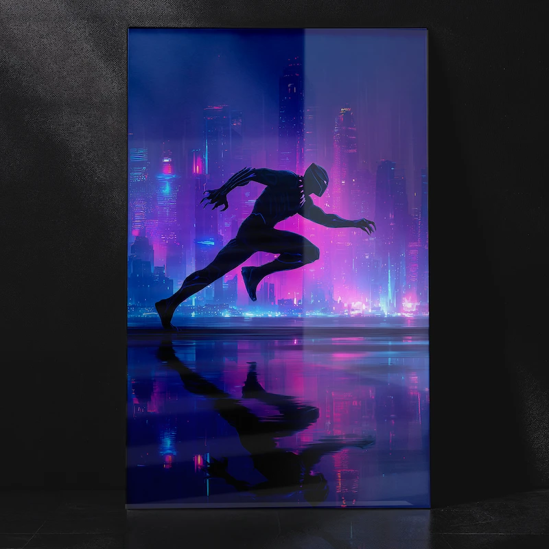 Wakanda King Black Panther Running Pose Superhero Wall Decor Artwork Metal Poster