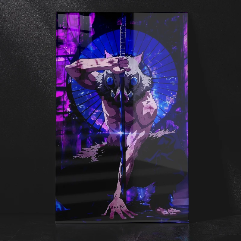 Inosuke Hashibira Iconic Pose Demon Slayer Metal Wall Poster