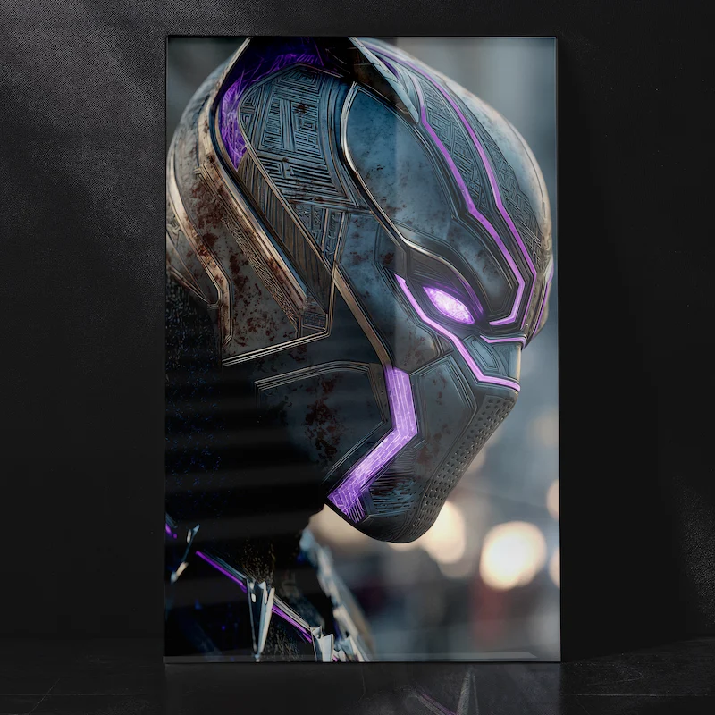 Marvel Black Panther Side Face Close Up Cinematic Artwork Metal Poster