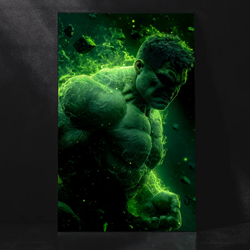 ncredible Hulk with Glowing Green Aura Battle Pose Metal Poster