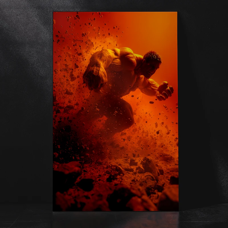 Incredible Hulk The Destroyer in Epic Running Pose Powerful Marvel Artwork Metal Poster