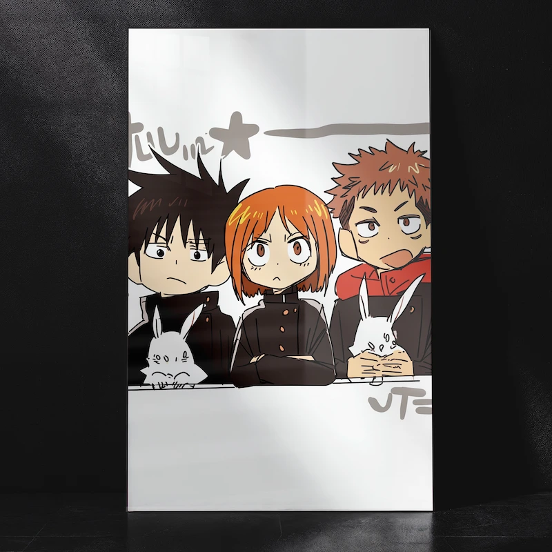 Epic Jujutsu Kaisen Trio Yuji, Nobara and Megumi Metal Poster