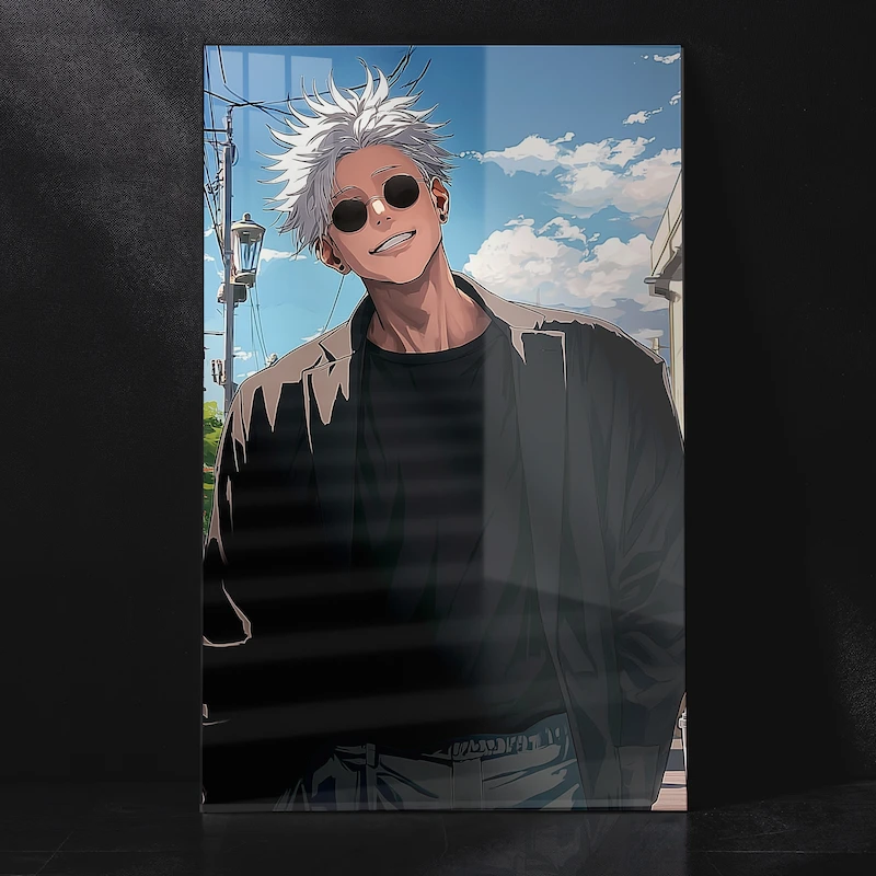 Gojo Satoru Relaxed Aura Anime Metal Poster