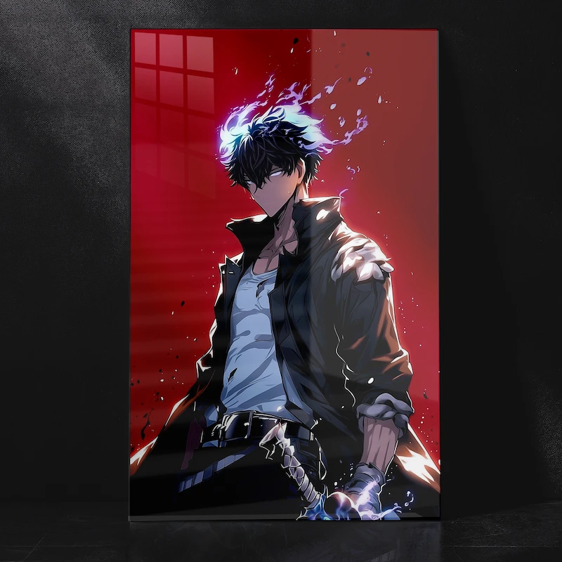 Sung Jinwoo Dark Aura Shadow Metal Poster