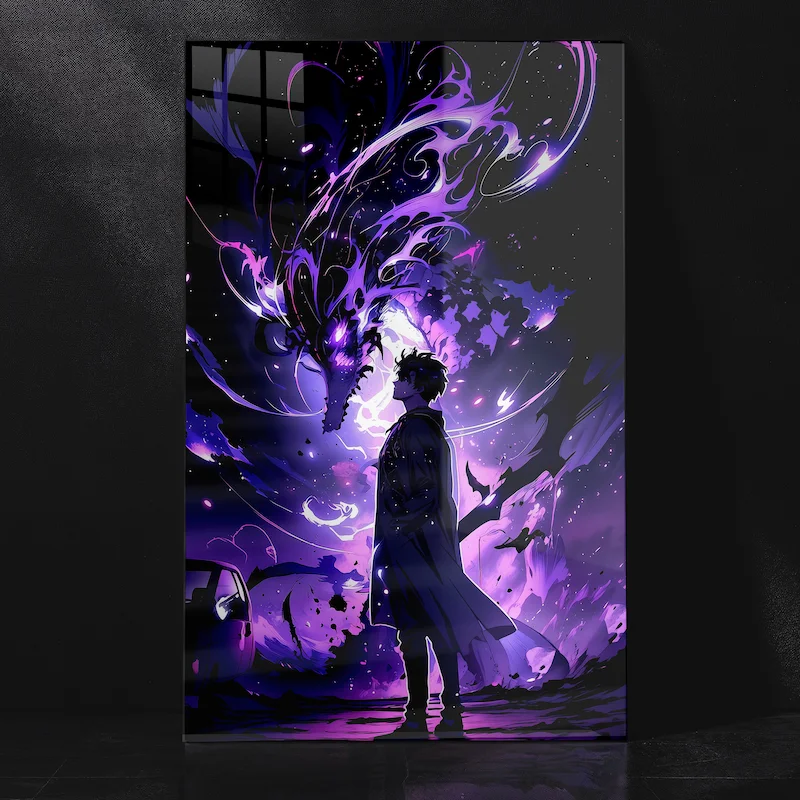 Sung Jinwoo Summoning Dragon Shadow Metal Poster