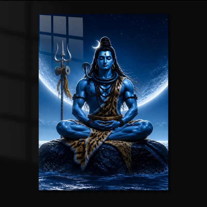 Lord Shiva Premium Metal Poster | Mahadev Wall Art for Home & Office