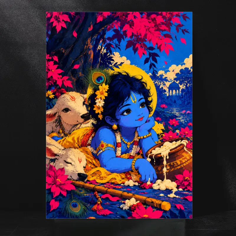 The Golden Childhood of Shri Krishna Beneath the Blossoms of Divine Vrindavan