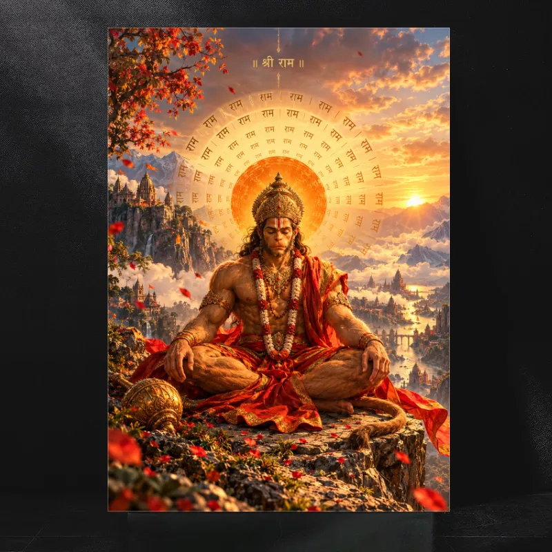 Shri Hanuman Ji Dhyan Pose Metal Wall Art