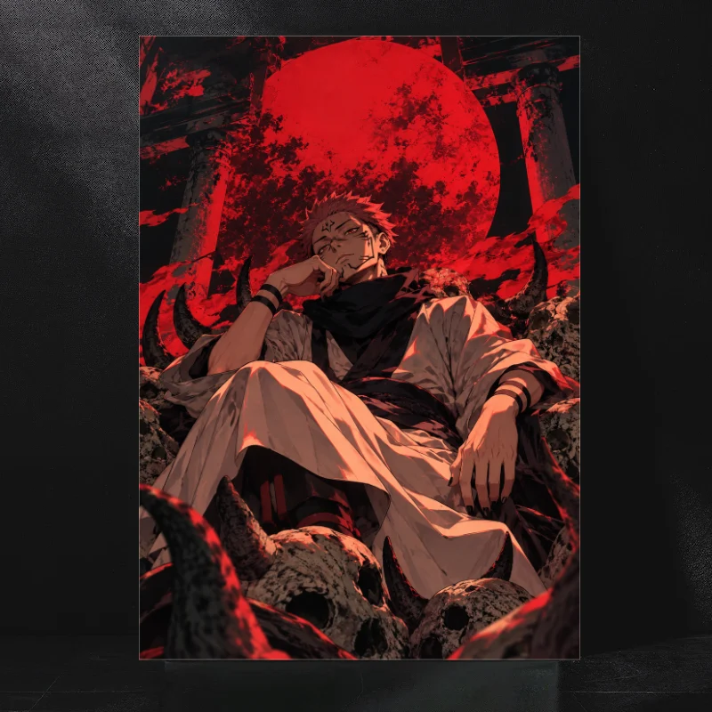 King of Curses Sukuna Metal Poster for Wall Decor