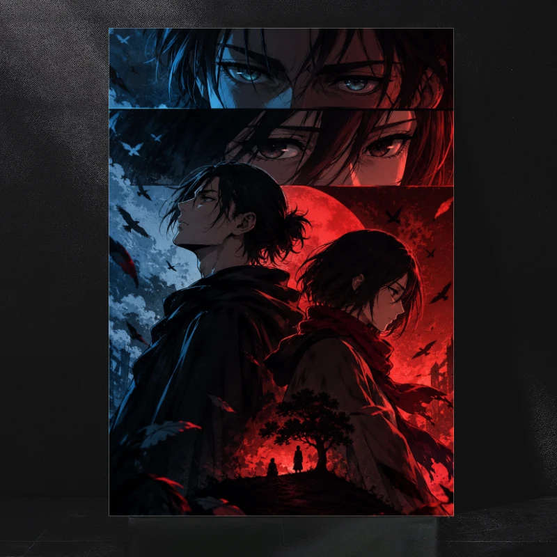 Mikasa and Eren Anime Poster for Bedroom Decor