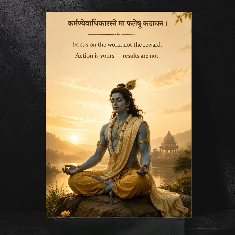 Lord Krishna Meditation Wall Poster for Home Decor