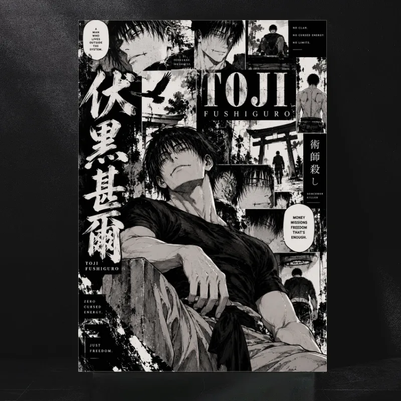 Toji Fushiguro Manga Panel Metal Wall Art