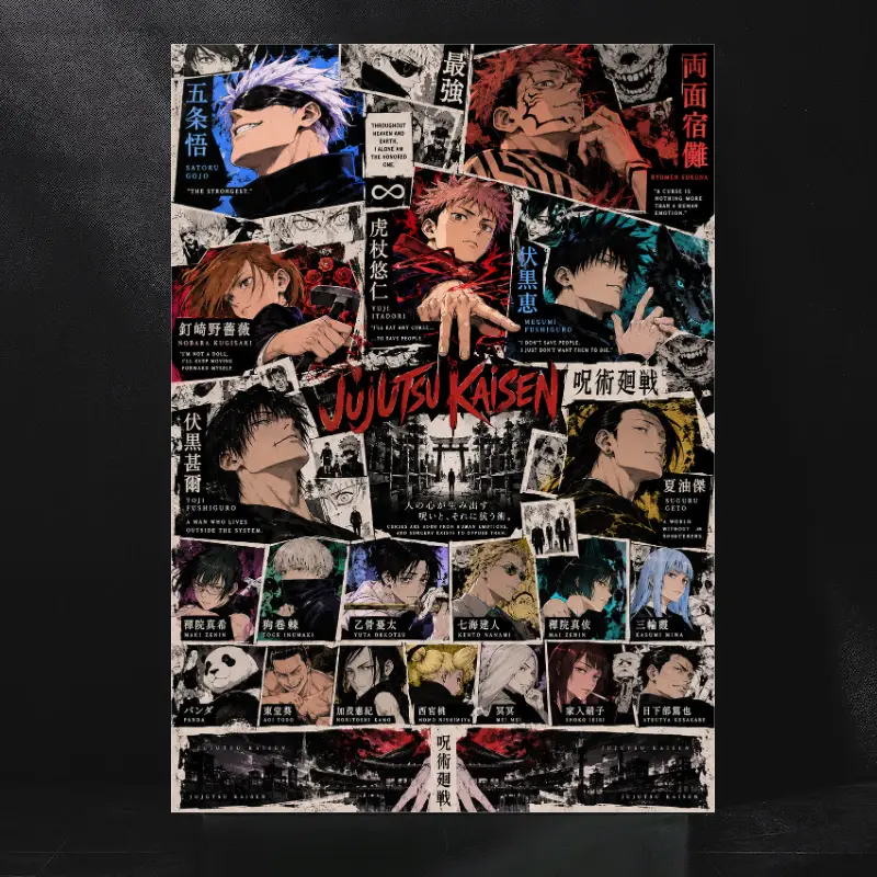 Jujutsu Kaisen Manga Style Premium Metal Poster