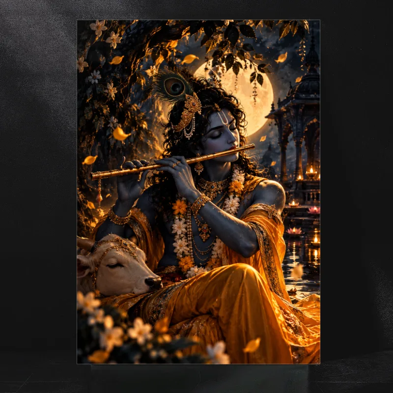 Shri Krishna Bansuri Wale Metal Wall Poster